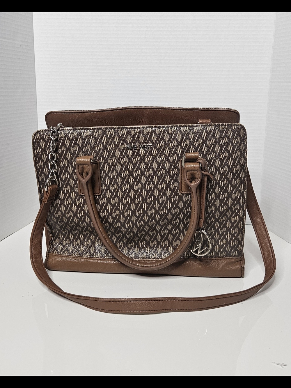 Nine West Brown Patterned Satchel Handbag